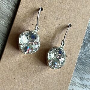 White Topaz Cushion Dangle Earrings